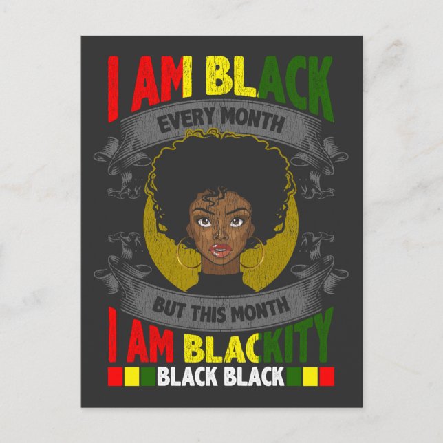 Cartão Postal Mulher negra negra é negra a cada mês (Frente)