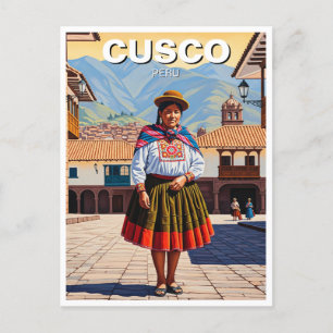 Cartão Postal Mulher no Cusco, Viagem Peru