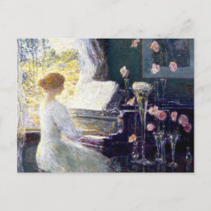 Cartão Postal Mulher no Piano por Childe Hassam