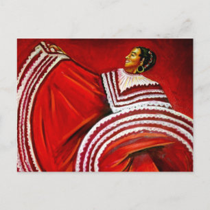 Cartão Postal Mulher no Vestido Vermelho