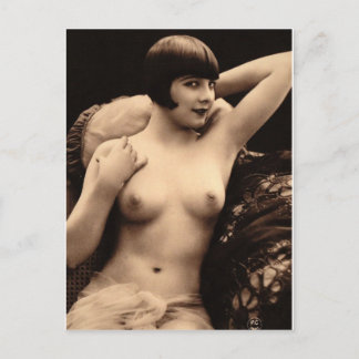 Cartão Postal Mulher Nude em cadeira, 1920 Vintage