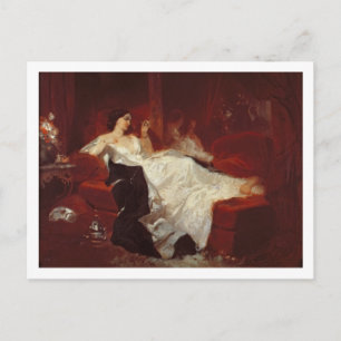 Cartão Postal Mulher num sofá vermelho