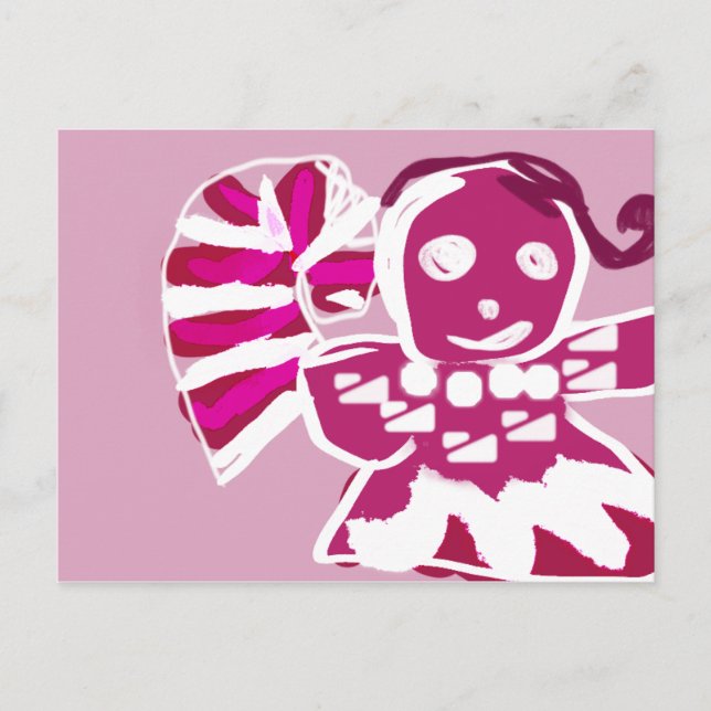 Cartão Postal Mulher-pão rosa (Frente)