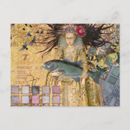 Cartão Postal Mulher Peixes Vintage Clássico Gótico