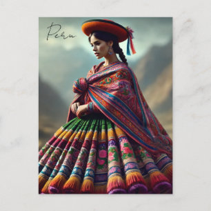 Cartão Postal Mulher peruana em fantasia tradicional