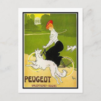 Cartão Postal Mulher-Peugeot com Cão