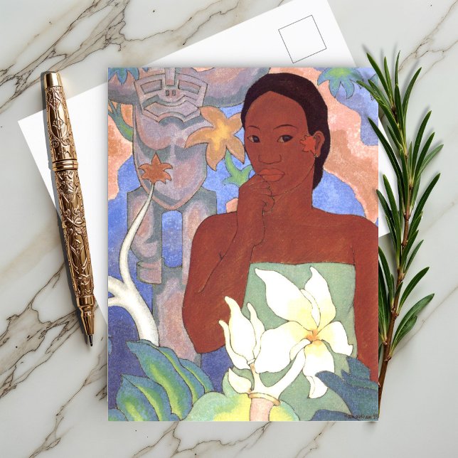 Cartão Postal Mulher Polinésia e Tiki (Criador carregado)