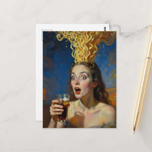 Cartão Postal Mulher Ramen Explosão Cerebral Surreal