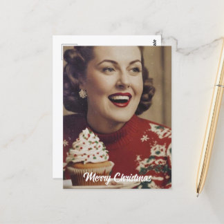 Cartão Postal Mulher Retro Natal