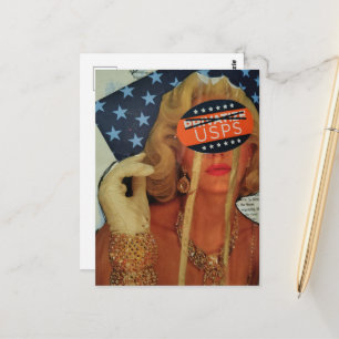 Cartão Postal Mulher Retro Surrealista Chora Lágrimas Douradas C