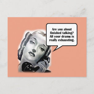 Cartão Postal Mulher Retrora ao Telefone, Drama