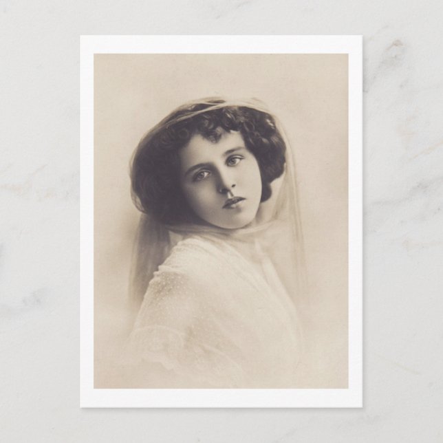 Cartão Postal Mulher Romântica Linda Vintage (Frente)