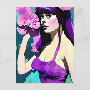 Cartão Postal Mulher Roxa Vestida