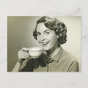 Cartão Postal Mulher Segurando Cups