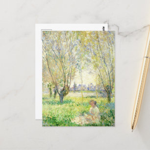 Cartão Postal Mulher sentada sob os Willows por Claude Monet