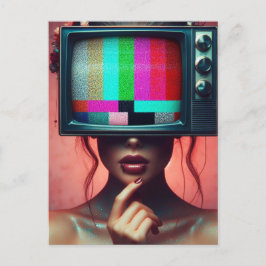 Cartão Postal Mulher Sexy com TV em Bares Estáticos com Gliteria