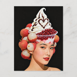 Cartão Postal Mulher Sobremesa