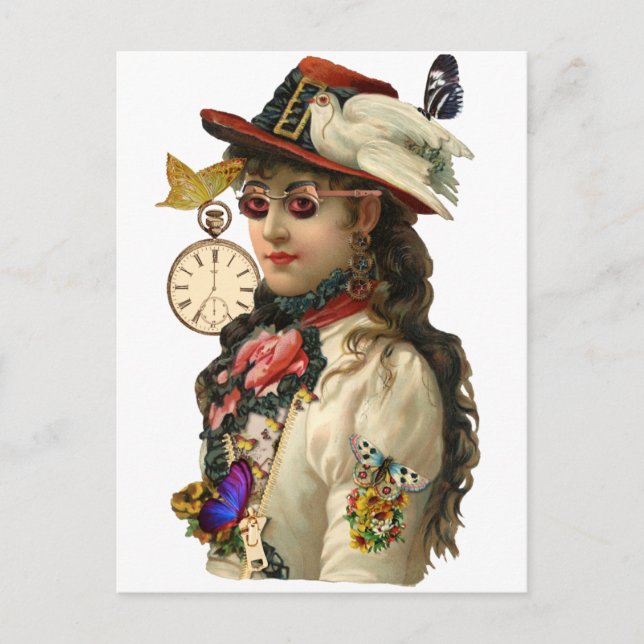 Cartão Postal Mulher SteamPunk (Frente)