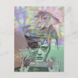 Cartão Postal Mulher Surreal Colagem de Falha