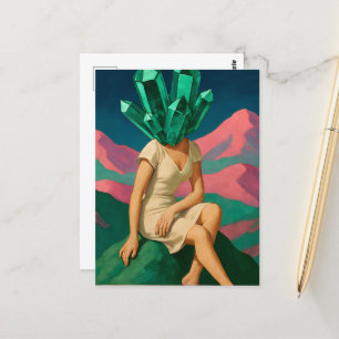 Cartão Postal Mulher Surreal Emerald Crystals