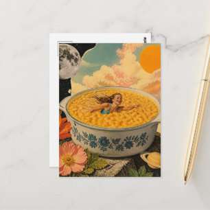 Cartão Postal Mulher Surreal Nada em uma Tigela de Macarrão Cobe
