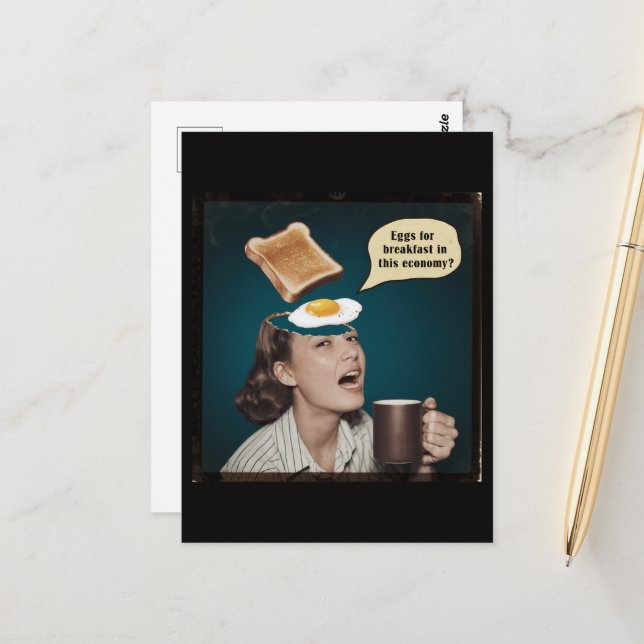 Cartão Postal Mulher Surreal, Ovos para o Café da Manhã nesta ec (Frente/Verso In Situ)