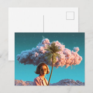 Cartão Postal Mulher Surrealista com Palmeira