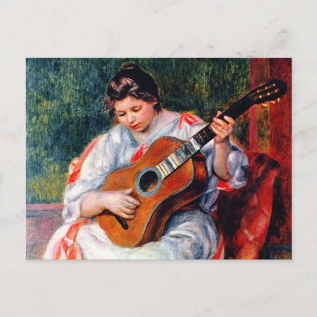 Cartão Postal Mulher tocando violão por Pierre Renoir (Frente)