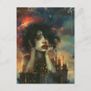 Cartão Postal Mulher Triste Acima do Castelo