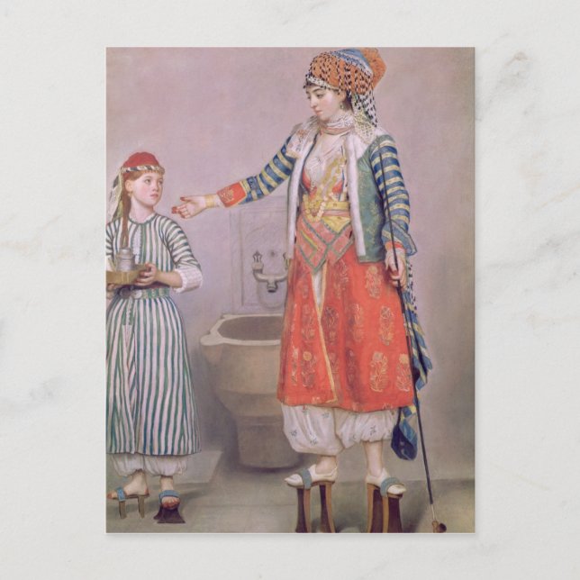 Cartão Postal Mulher turca com seu servo (Frente)