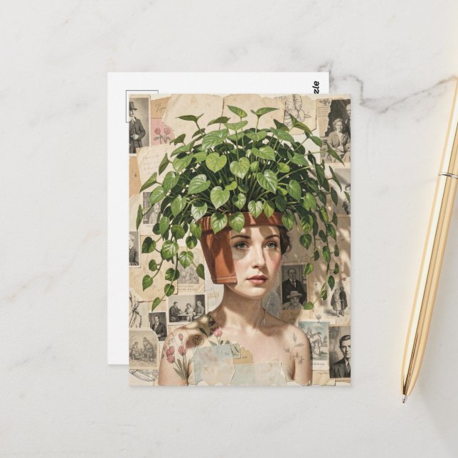 Cartão Postal Mulher Vaso de Flores Surreal (Frente/Verso In Situ)