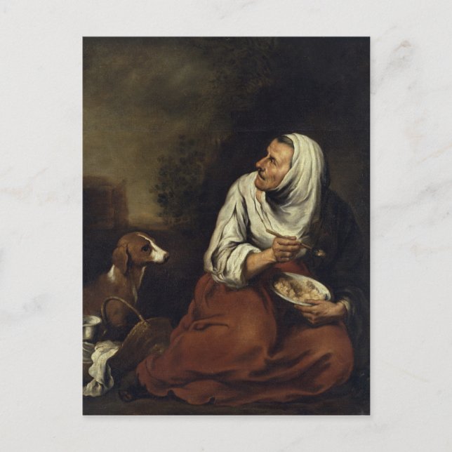 Cartão Postal Mulher Velha com Cão (Frente)