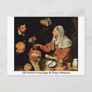 Cartão Postal Mulher Velha Fritando Ovos Por Diego Velazquez