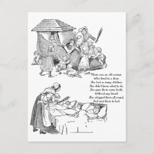 Cartão Postal Mulher Velha Vivendo em Rhyme Calçado