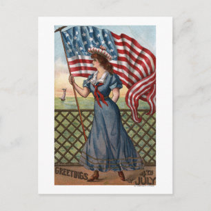 Cartão Postal Mulher Vestida Patrioticamente