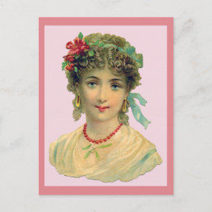 Cartão Postal Mulher Victoriana de Olhos Azuis