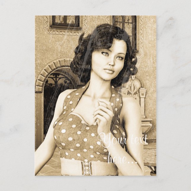 Cartão Postal Mulher Vintage (Frente)