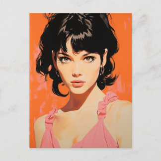 Cartão Postal Mulher Vintage em rosa sexy