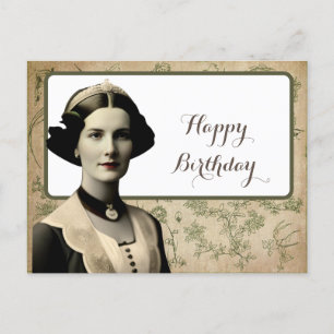 Cartão Postal Mulher Vintage Feliz Aniversário