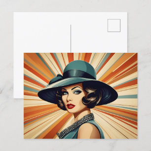 Cartão Postal Mulher vintage retrô