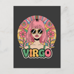 Cartão Postal Mulher Virgem Estilosa e Retro - Signo do Zodíaco 