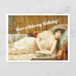 Cartão Postal Mulher Vitoriana Antiga Feliz Aniversário