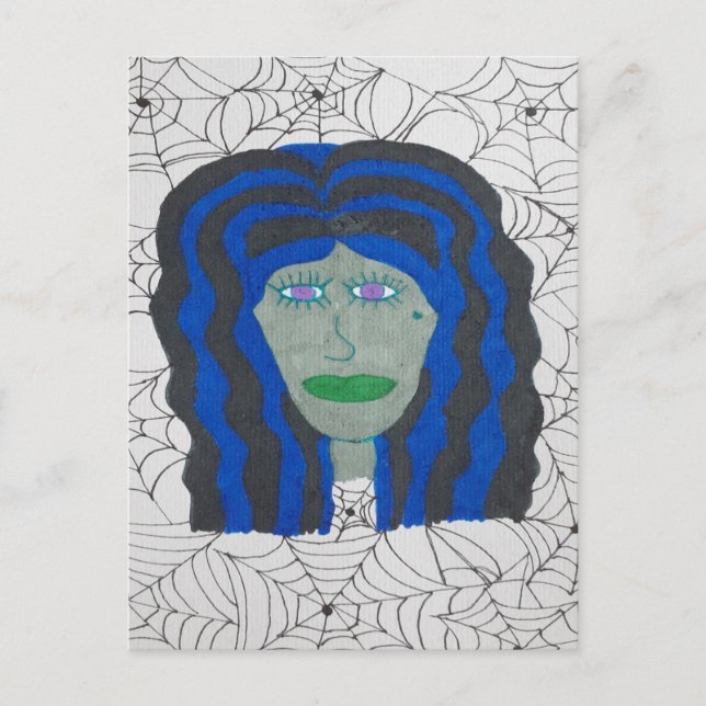 Cartão Postal Mulher Zumbi de Halloween  (Frente)