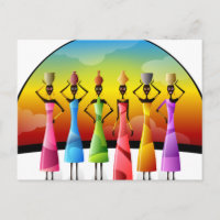 Mulheres africanas com cerâmica nas cabeças