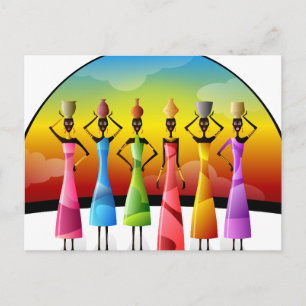 Cartão Postal Mulheres Africanas com Potéria na cabeça