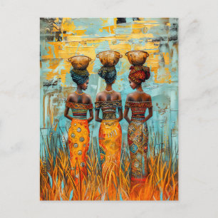Cartão Postal Mulheres Africanas com Tigelas de Água