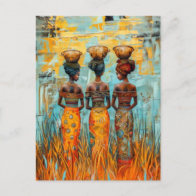 Cartão Postal Mulheres Africanas com Tigelas de Água (Frente)
