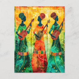 Cartão Postal Mulheres Africanas Jogando Instrumentos De Corda