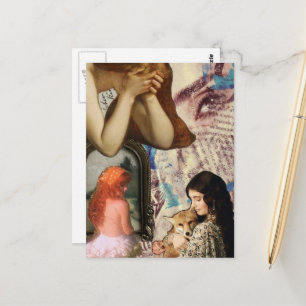 Cartão Postal Mulheres Bonitas Colagem de Mídia Mista