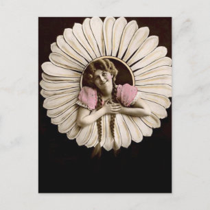 Cartão Postal Mulheres bonitas da flor do vintage